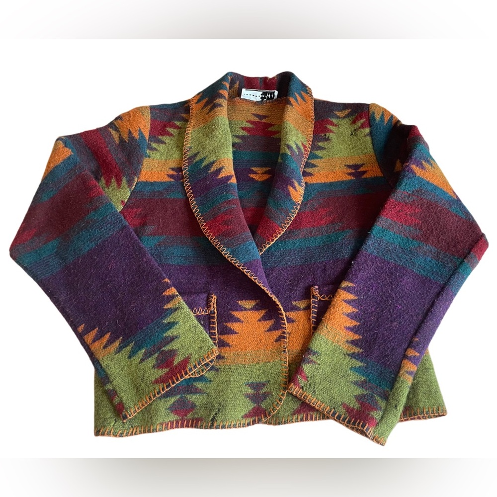 Vintage Rhonda Stark Southwestern Inspired Wool Blazer Jacket